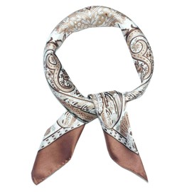WESTEND CHOICE Square Satin silk Scarves Printed Neck Scarf 50s Retro Women Scarf Lightweight Silky Bandana Wrap women's scarves 70 x 70 cm (Brown)