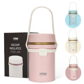TYESO Vacuum Insulated Soup Jar, Thermal Bento Box, Lunch Jar, 15.7 fl oz (450 ml), Wide Mouth, Thermal Pot, 3 Colors, Long Time Retention, Easy Care, Disassembly, Washable, Round Mouth Design,