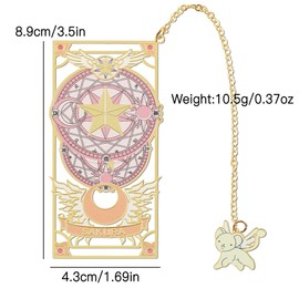 Anime Magic Cards Captor Sakura Bookmarks Set - Sweet Cartoon Cute Book Marks for Reading Women Men Anime Fans, Book Accessories Collection Decor Hangings Gifts (Brass Style 1)