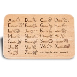 Glitzkind Frühstücksbrett ABC | Füllung Inhalt für Schultüte Zuckertüte & Geschenk-Idee zur Einschulung zum Schulanfang für Mädchen & Jungen | Glücksbringer für Schuleinführung zum Lesen Schreiben