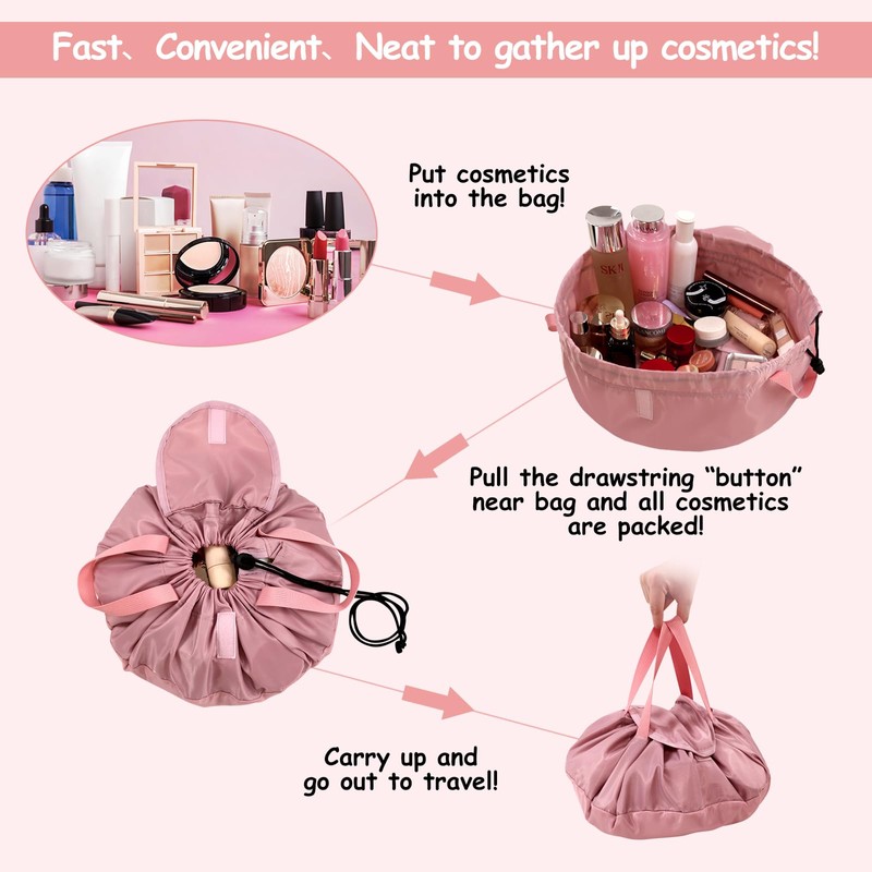 Drawstring Cosmetic Bag for Ladies and Girls - Travel Toiletry