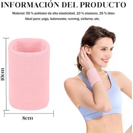 Muñequeras de Sudor, 4 Pares de Muñequeras Deportivas para Mujeres y Hombres, Transpirable, Absorbente del Sudor y Muy Elástico, Muñequeras Gym para Tenis, Deportes, Gimnasio
