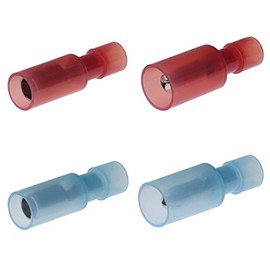 Round Connector 0.5-2.5 mm² Connector Nylon Insulation Sleeve Crimp Connector Blue or Red (Pack of 50, Red: Sleeve / 0.5-1.5 mm²)
