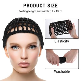 FunnAura 3 PCS hair nets for sleeping in, Mesh Hair Net for women (Black)