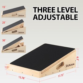 ZUKAM Multi-Function Wooden Slant Board & Balance Board, Adjustable Incline Board and Calf Stretcher,Stretch Board - Wide Anti-Slip Surface - Black