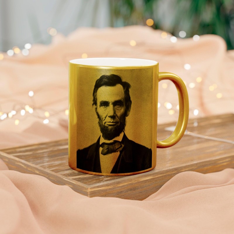 Fabulous Goldene Tasse aus verchromter Keramik - Abraham Lincoln USA