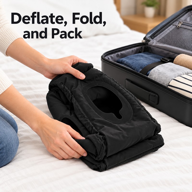 Inflatable Travel Pillow for Airplane & Train Trips – Forward-Resting