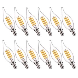 FLSNT LED Candelabra Bulbs, Dimmable CA11 E12 LED Chandelier Light Bulbs, 2700K Soft White, 4W (40W Equivalent), 450LM, 12 Pack UL,CA65 Listed.