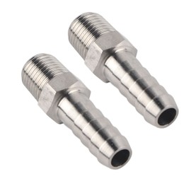 Quick Connectors for Fluted Hoses, 2 Pieces 1/4" Stainless Steel Air Hose Connectors Male BSPT Connector + Connecting Hose (BSPT1/4-10mm)