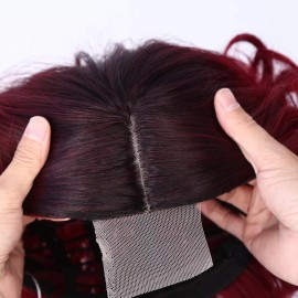 Fancy Hair Cabello Elegante Ombre Rojo Rojo Bob Peluca Bob Encaje Peluc