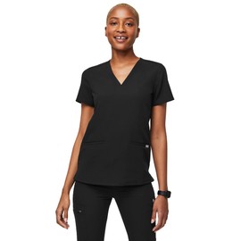FIGS Casma Three-Pocket Scrub Top for Women – Black, XS