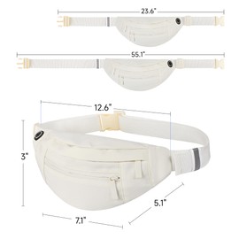VOROLO Large Waist Bag With 4-Zipper Pockets-Gifts For Women And Man- Belt Bag With Adjustable Strap For Festival Travel Running Hiking Causual Workout Beige