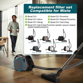 Pack of 3 Replacement HEPA Filters Compatible with Miele Boost CX1 Active/Allergy/Cat & Dog/Parquet PowerLine, Alternative Hygiene AirClean Filter for SF-HA 60/SF-HY 60