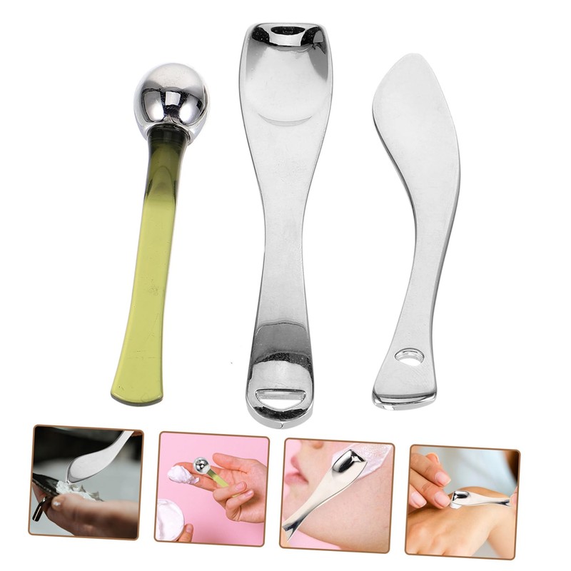 TOVINANNA 3pcs Mini Makeup Spatula Set Eye Spoon Sampling Spoon