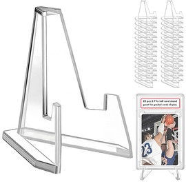 miaomiao Pack of 25 Acrylic Card Stands, Transparent Medal Holder, Psa Card Holder, CD Holder, Postcard Stand, Coin Holder, Acrylic Stand for Display Cards, Medals, Pictures, Pocket Watches