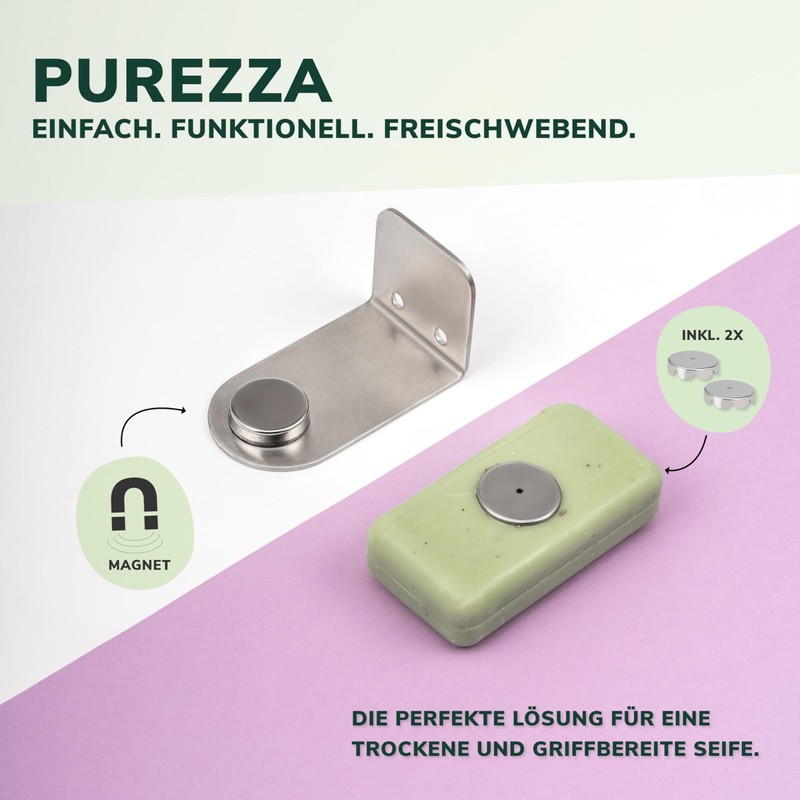 bremermann PUREZZA Magnetic Soap Holder - Free Hanging Soap with