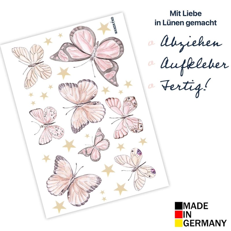 Butterflies & Stars Wall Sticker Set | Hand-Drawn | Sticker