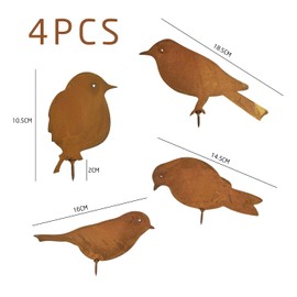 TAFACE Pack of 4 Rusty Bird Garden Decorations, Bronze Bird Ornaments, Rusty Bird Ornaments with Screws, Vintage Garden Decorations, Metal Bird Ornaments, Decorative Gifts
