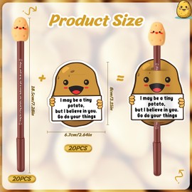 Spakon 20 Set Inspirational Pens Bulk Pickled Cucumber Cute Ballpoint Pens Gift Positive Cartoon Pens with Funny Bookmarks Stocking Stuffers for Christmas Gifts Classroom Reward (Potato)