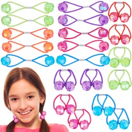Expressions 20pc Ponytailers Ponytail Balls Hair Elastics, 18mm Round Opaque Multicolored Twin Hair Beads Bauble Hair Ties Ponytail Holders, Toddler Kids Hair Ties, Value Pack