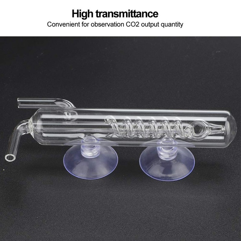 Phefop Aquarium Bubble Counter Transparent Corrosion Resistant Glass CO2 Spiral