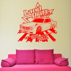 Anewdecals Classic Drift Car Custom Workshop Logo Wall Sticker Decal-Land Drift Style Car Decal Vinyl Sticker-Custom Color-Made in USA