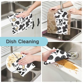pnyoin 6 Pack Dish Cloths for Washing Dishes Cotton, Kitchen Dish Rags for Dish Drying Washing Dishes Car Bowl,11 x 11 inches 11x11 Inches(Cow)