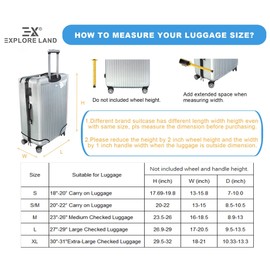 Explore Land Clear Luggage Cover Tough Protector Fits for 30-32 Inches Suitcase for Travel Airplane (Clear PVC, XL)
