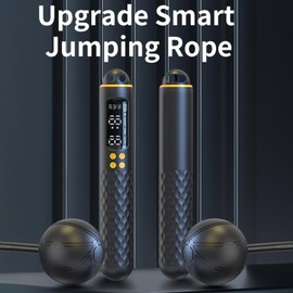 PONBOB Smart Jump Rope with Counter – 2 in 1 Corded & Cordless Skipping Rope with HD Display, Type-C Rechargeable, Adjustable Length, Weighted Handles for Fitness, Workout, Cardio, Home Gym (BLACK)