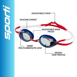 Sporti - anteojos antifog S2 Jr. - Lente ahumada/marco rojo blanco y azul