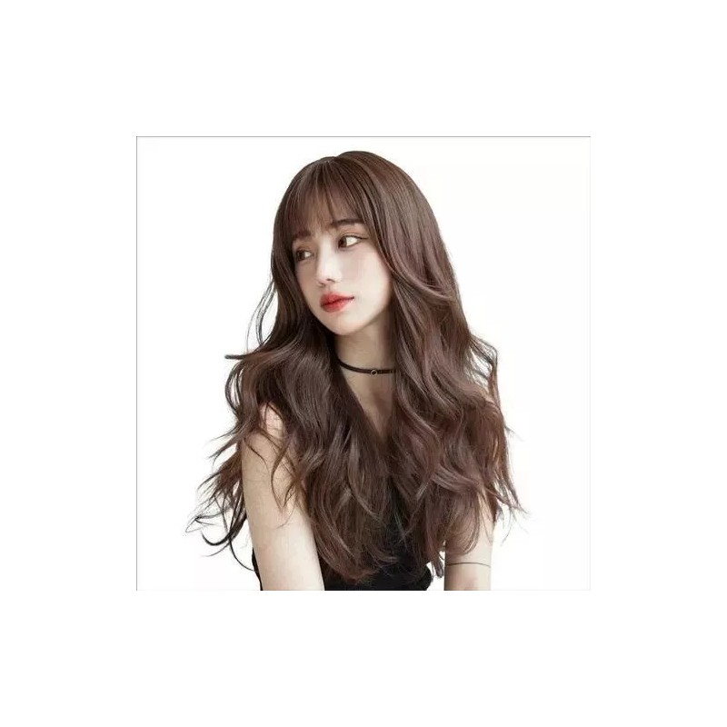 generic Peluca De Cabello Humano Largo Y Rizado Marrón Con