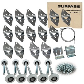 Surpass Garage Door Hardware Kit Roller/Hinge/Top Bracket/Wire Rope (for 16'x7' and 18'x7' Height Double Garage Doors)