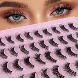 Bepholan False Eyelashes 20 Pairs Pack Natural Look 2 Styles 3D Volume False Lashes Soft Faux Mink Strip Lashes Thick Fake Eye Lashes（H03)