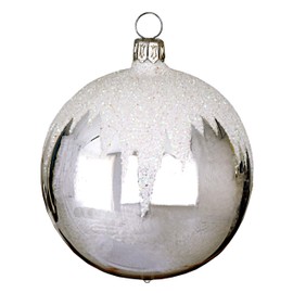 Jingle Bells Lauscha Tree Decoration Snow Roof Silver/White 8 cm Ball 4 Compartments