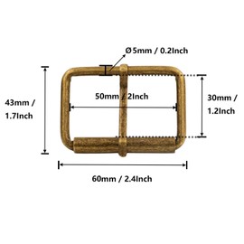 BIKICOCO Hebilla de rodillo, hebilla de barra rodante de tacón de 2 pulgadas para bolsas de correas de piel, 10 piezas de bronce., Grande