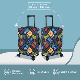 Explore Land Travel Luggage Cover Suitcase Protector Fits 27-30 Inch Luggage (Bon Voyage, L)