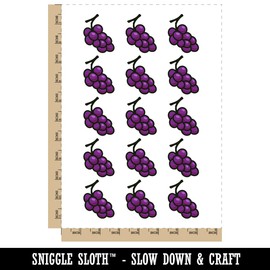 Grapes Outline Doodle Temporary Tattoo Water Resistant Fake Body Art Set Collection - 15 2" Tattoos (1 Sheet)