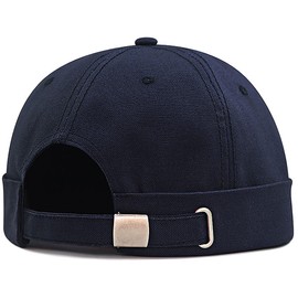 Laquest 100% Cotton Roll Cap, No Brim Fisherman Cap (Up to 25.6 inches (65 cm), dark navy