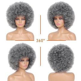 Afro Wigs for Black Women Gray Bouncy Fluffy Curly Big Afro Wig