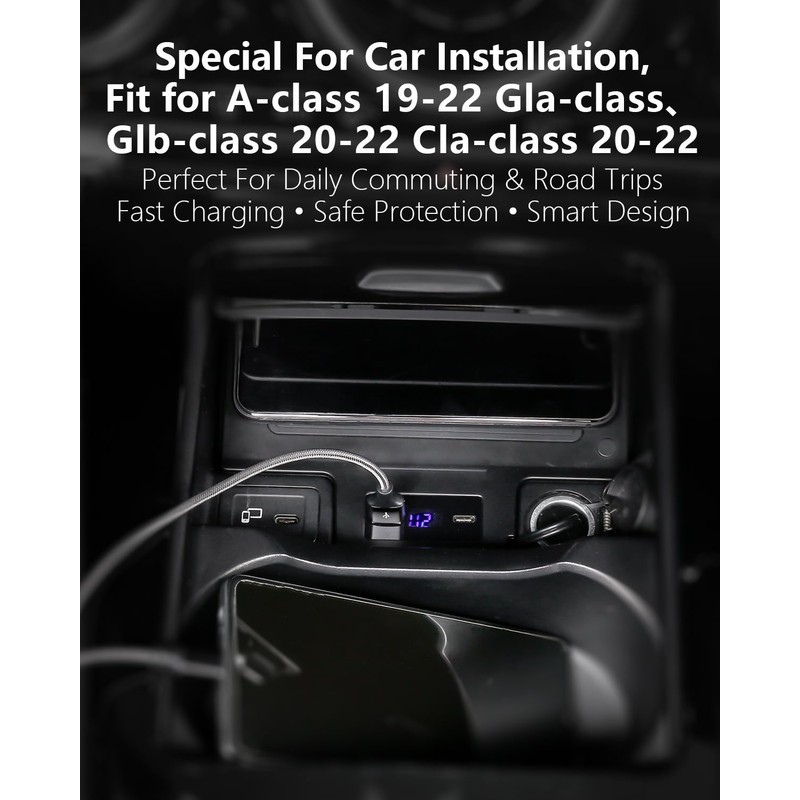 CLEC Car Wireless Charger for Benz A-Class 2019-2022,GLA/GLB/CLA-Class 2020-2022,QC 3.0
