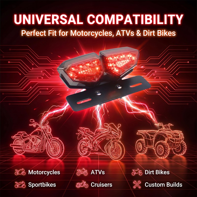 Anki HappiGo Red Motorcycle Tail Light with License Plate Bracket