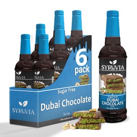 Sugar-Free Dubai Chocolate Syrup by Syruvia 6-Pack, 25.4 fl oz, Wholesale Coffee Syrup Shops, Cafes, Baristas, Bistros, & Beverage Bars, Bulk Kosher & Gluten-Free