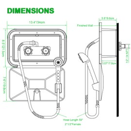 Ambuker RV Exterior Shower Enclosure Kit Lockable System with 2.5 GPM Shower Head and 59-Inch Length Rustproof Hose Portable Outdoor Faucet Replacement for Camper Van Motorhome Trailer(White)