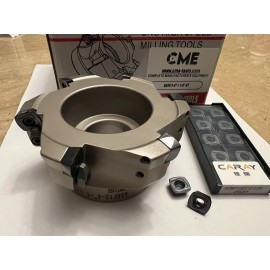 CME 4” Rapid Feed Roughing face mill & 10 Extra SDMT radius Inserts 506-ASRF12-4
