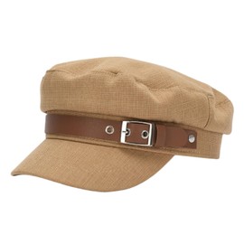 Qzkouma PDK-166 Women's Hat Newsboy Cap with Brim Cotton Linen Material Fashionable, Khaki