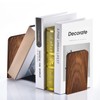 VIVTOB Book Ends, Black Walnut Wooden Bookends for Shelves -