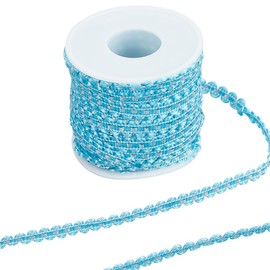 GORGECRAFT 27.3Yds RIC Rac Trim Braided Ribbon 0.3" Wave Sewing Bending Fringe Trim Metallic Yarn Lace Ribbons Light Sky Blue Wrapping Fabric Elastic Ribbon for Clothes Sewing Flower Making Wedding