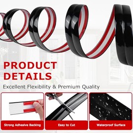 LSGCQ Protector de esquina de pared flexible, autoadhesivo, para despegar y pegar, negro, 1.6 pulgadas x 10 pies