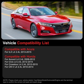 GPMMWPG Set of 4 Ignition Coil Pack and Iridium Spark Plugs Compatible with Acura ILX 2013–2015, Compatible with Honda Accord 2008–2012, Civic 2012–2015, Crosstour 2012–2015, CR-V 2010–2014 L4 2.4L