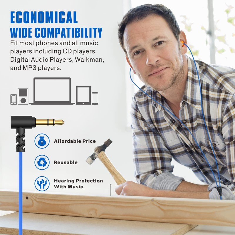 Hearprotek Earplug Earphones for Work, Safety Foam Earbuds Earphones Noise